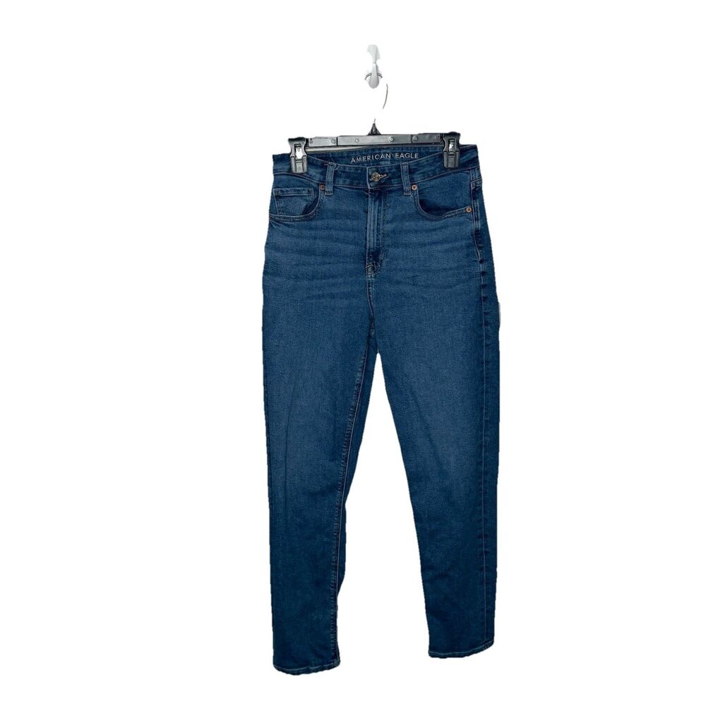 American Eagle Mom Jean  Stretch Blue Jeans High Rise Denim Zipper Size 6 Womens